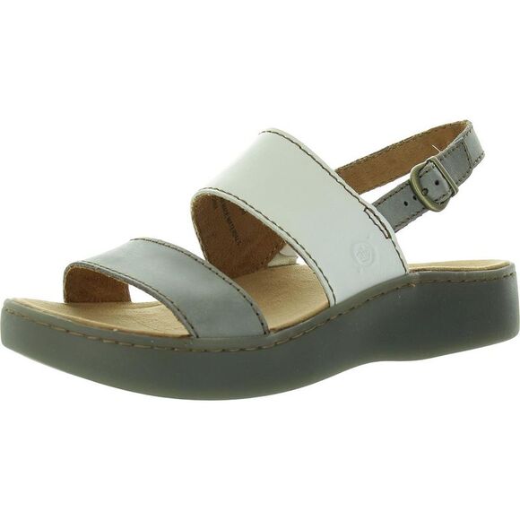 Born Womens Gray Colorblock Leather Flatform Sandals New - Picture 1 of 3